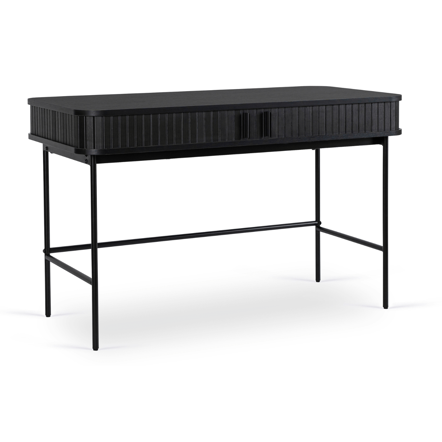 Biurko Rozsuwane TRISH 120 cm Czarne Ryflowane Nowoczesne Loft ME.TRISH/CZ/B120