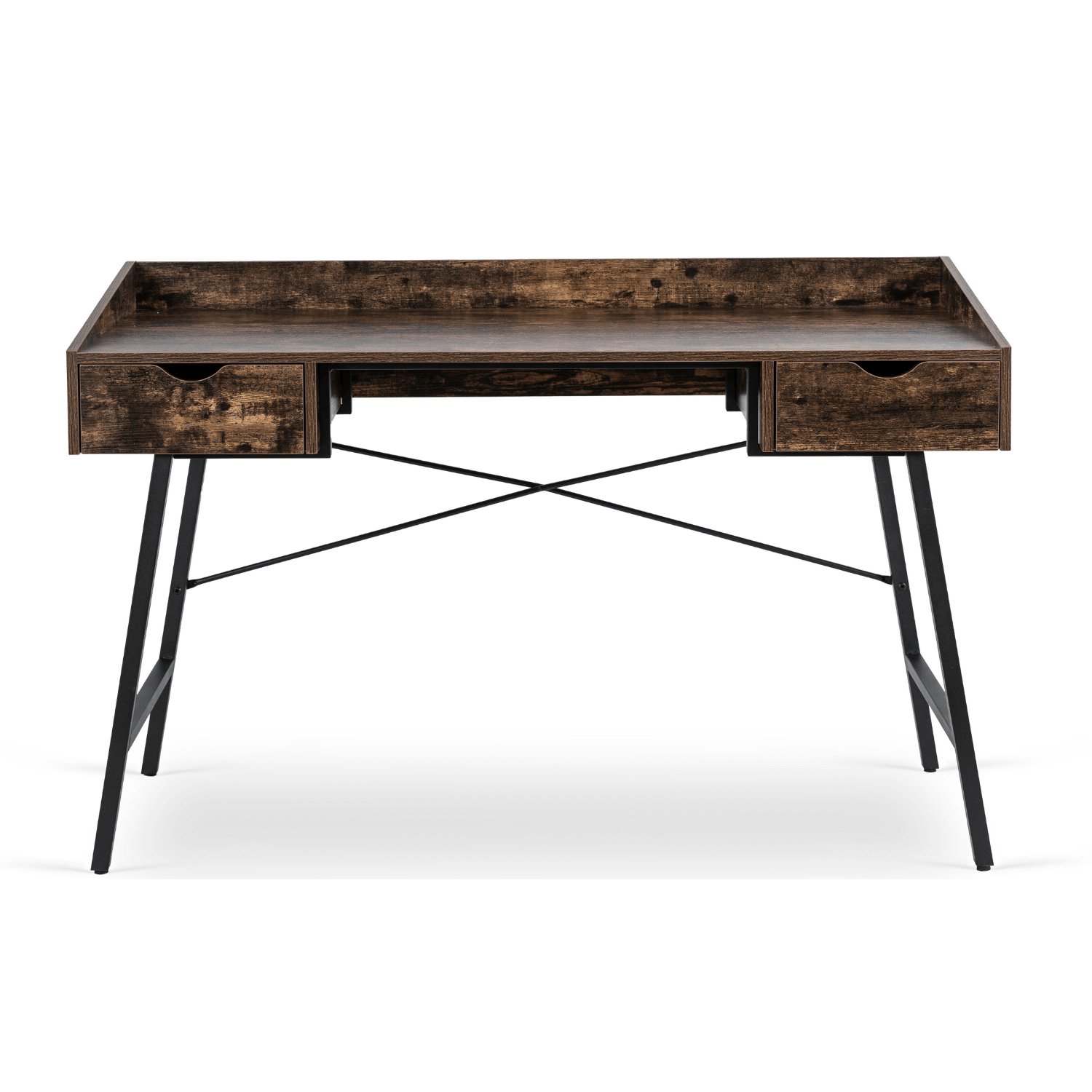 Biurko z Szufladami w Stylu Loftowym ICE 133 cm Dąb Rustykalny/Czarne Loft ME.ICE/BR/CZ/B