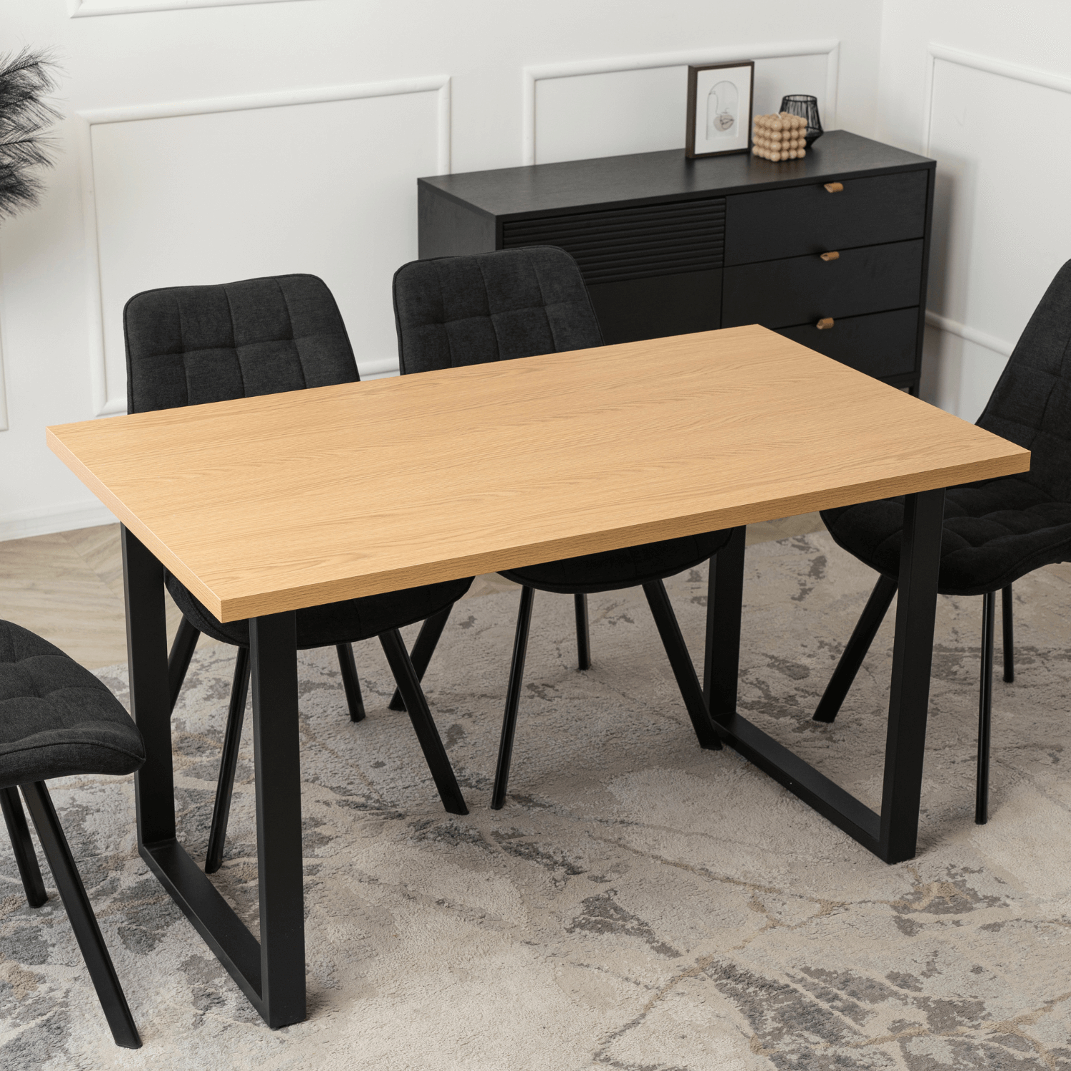 Stół Prostokątny GLOS 135 cm Dąb/Czarny do Jadalni Nowoczesny Loft ME.GLOS/D/S