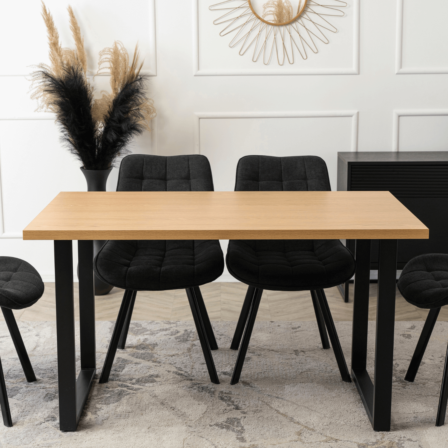 Stół Prostokątny GLOS 135 cm Dąb/Czarny do Jadalni Nowoczesny Loft ME.GLOS/D/S