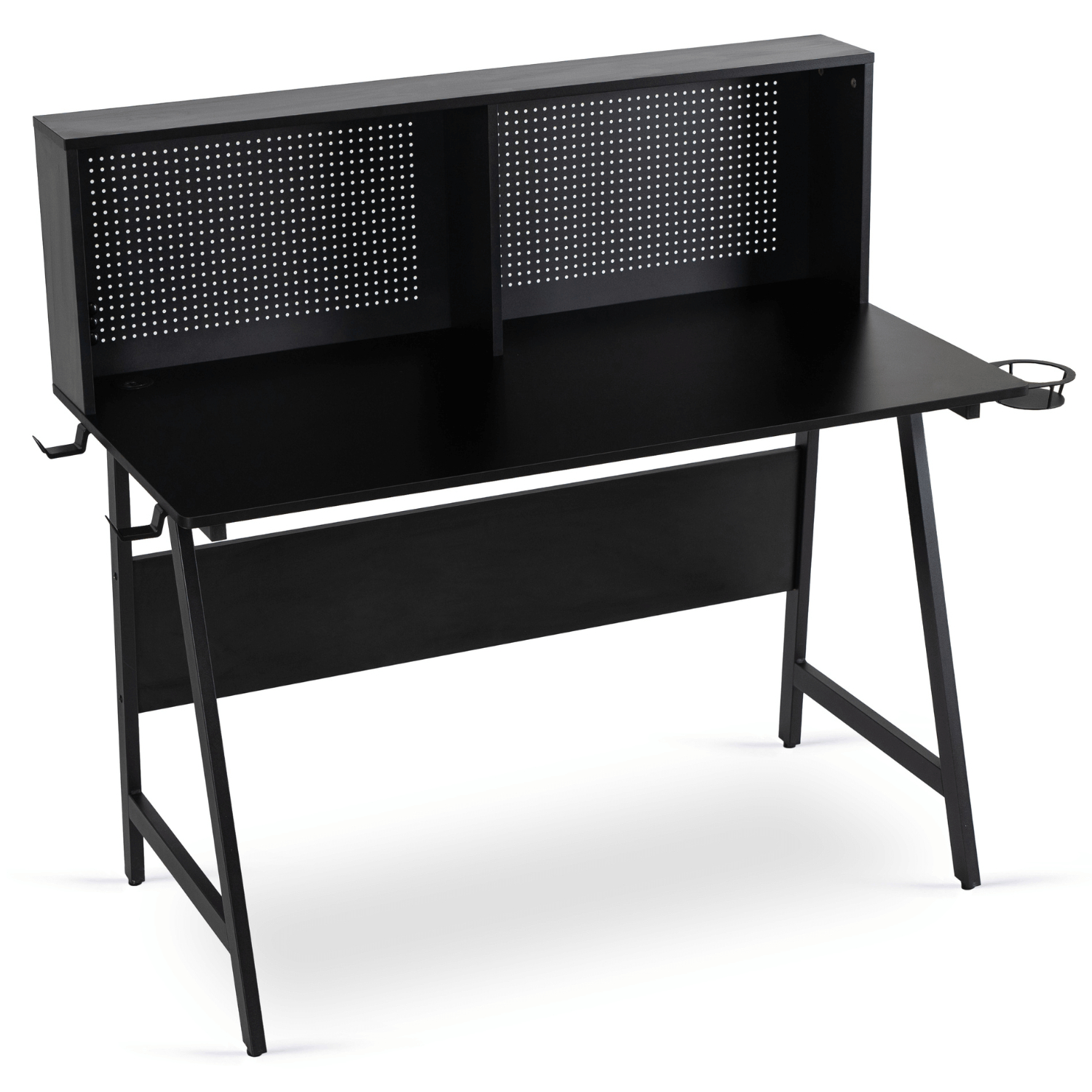 Biurko Gamingowe z Uchwytami Dla Gracza ROLL 138,5 cm Czarne Nowoczesne Loft ME.ROLL/CZ/B