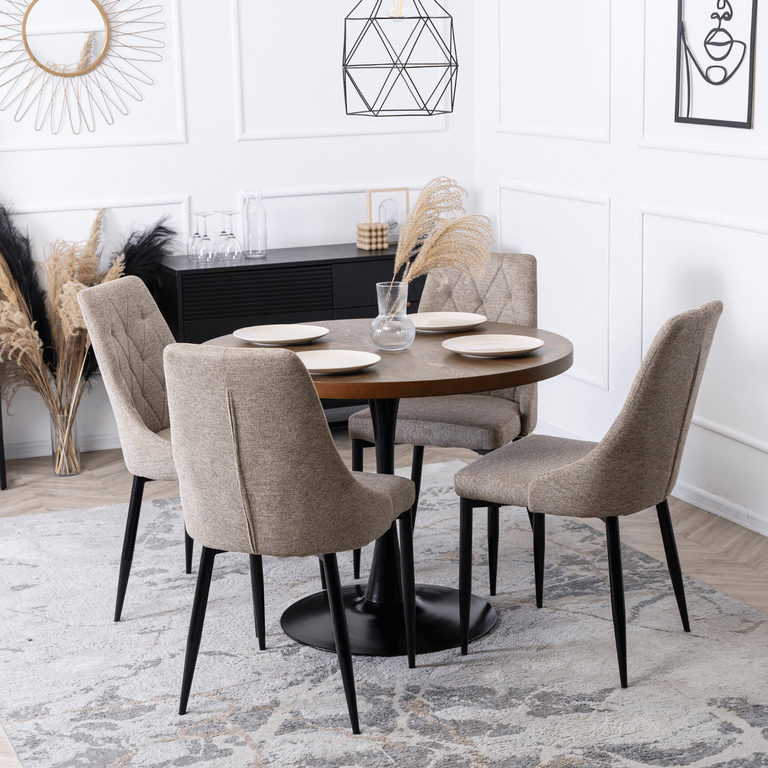 Krzesło Tapicerowane do Salonu CORK 2 Beżowe Nowoczesne Loft ME.CORK2/BZ/T/K