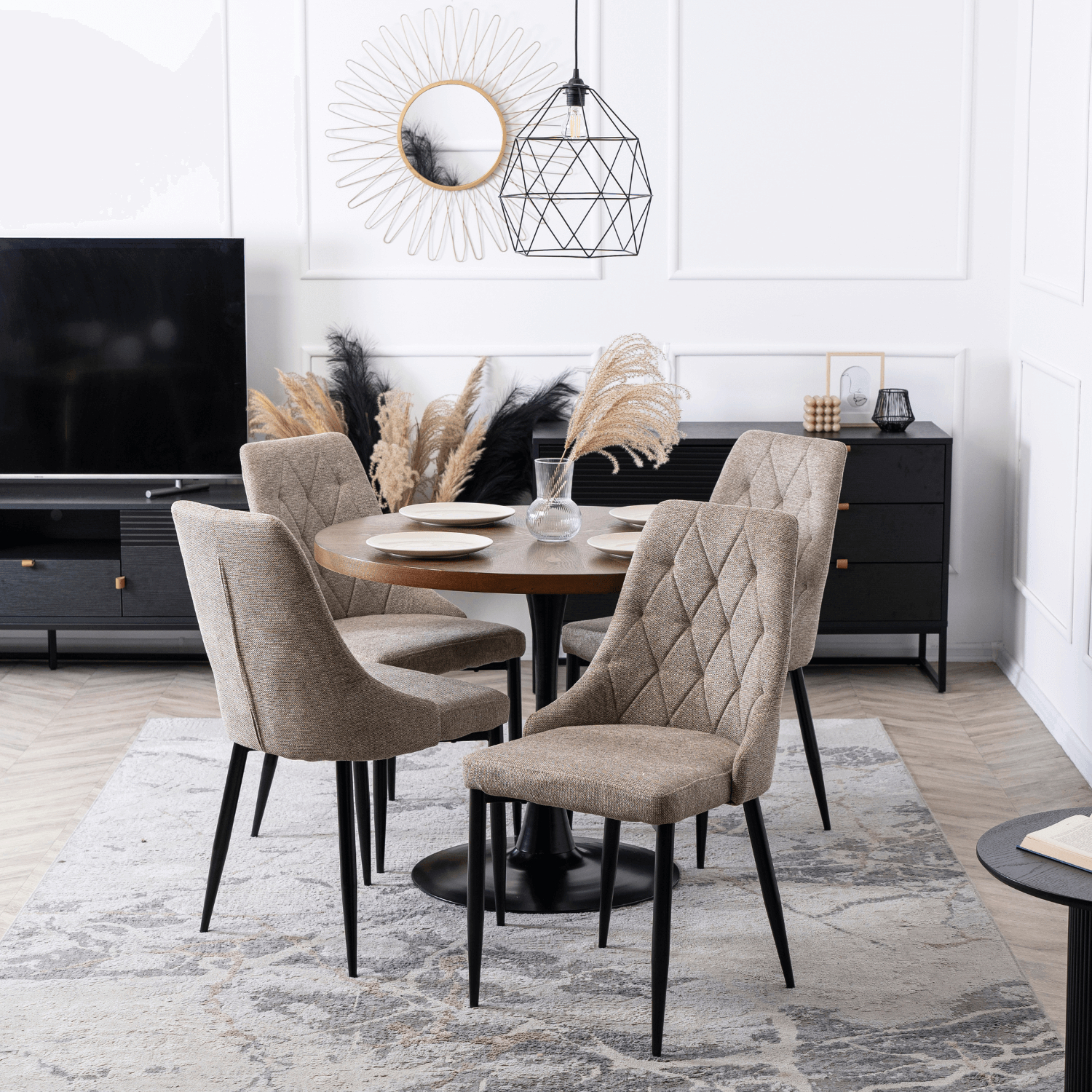 Krzesło Tapicerowane do Salonu CORK 2 Beżowe Nowoczesne Loft ME.CORK2/BZ/T/K