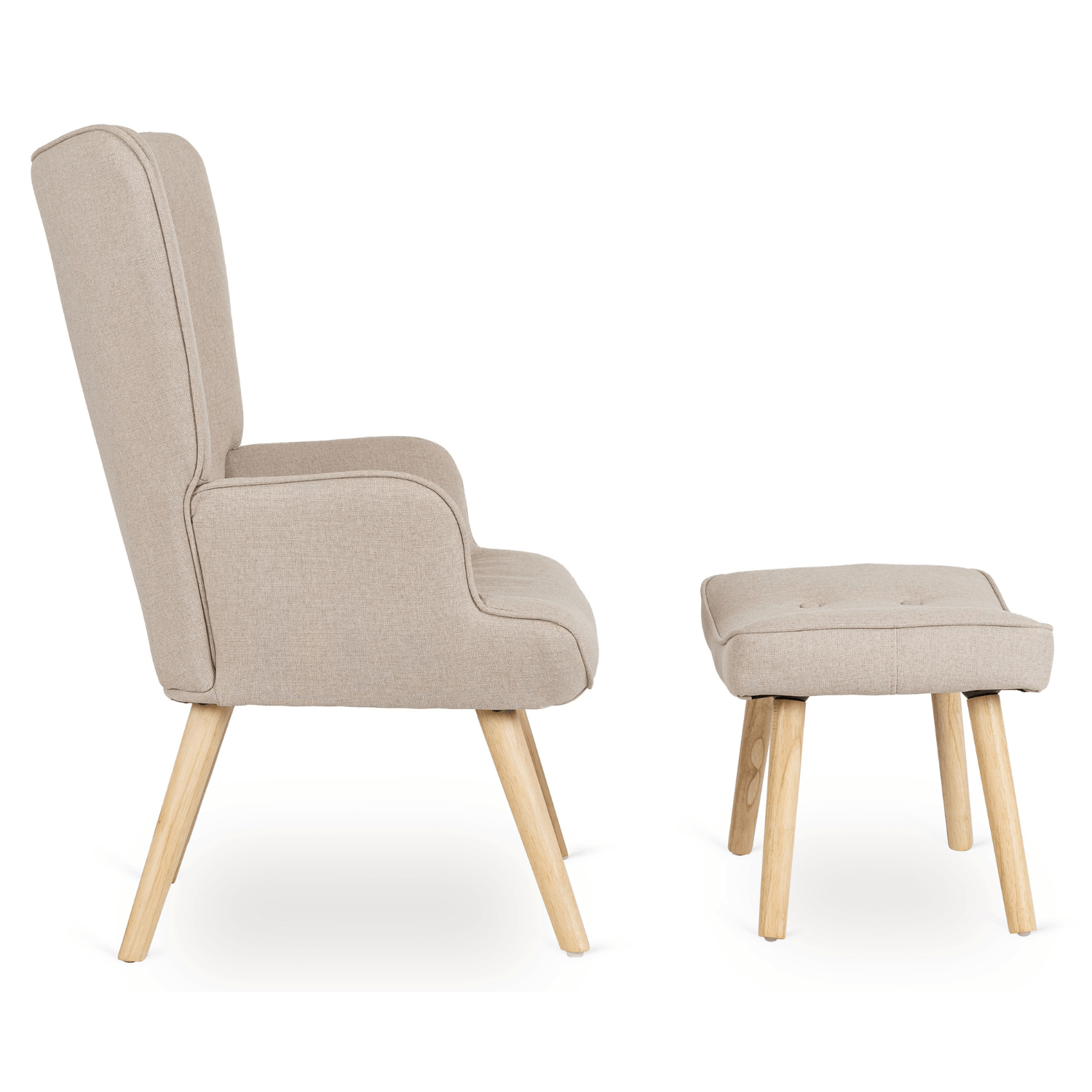 Fotel Wypoczynkowy Uszak LOZANO 2 Z Podnóżkiem Beżowy Tapicerowany Nowoczesny ME.LOZANO2/BZ/DK/T/FW