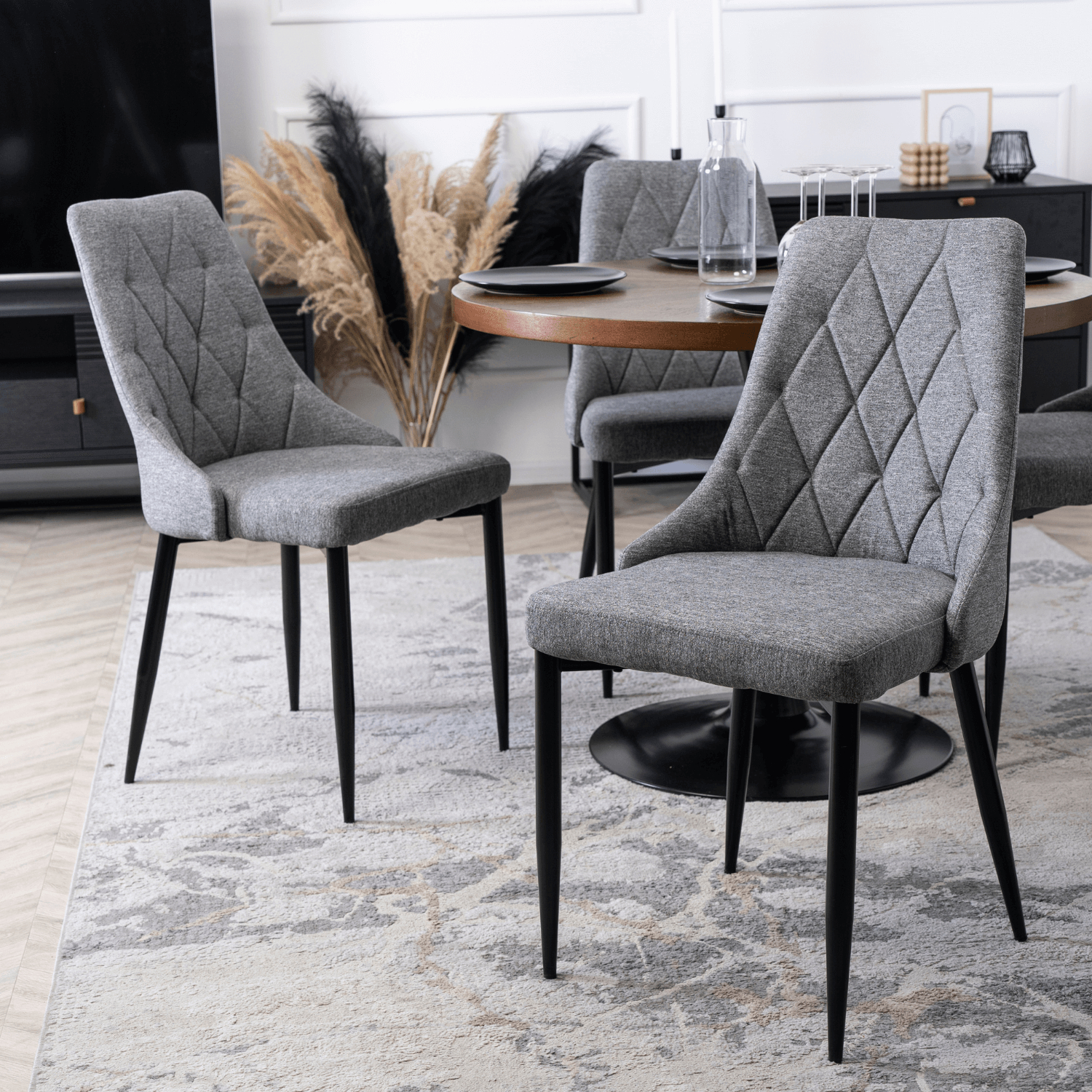 Zestaw 4x Krzesło Tapicerowane do Salonu CORK 2 Szare Nowoczesne Loft CORK2/P/T/Z4/K