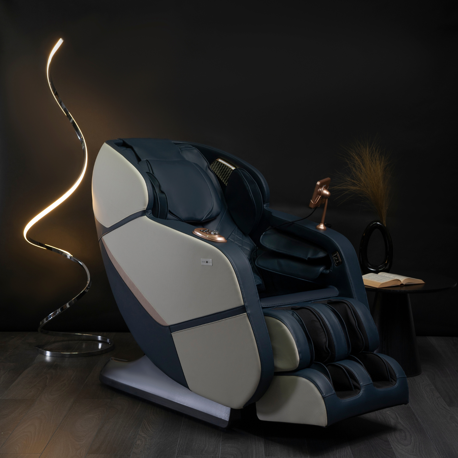 Fotel Masujący ZX ULTRA PRO MAX Wypoczynkowy Relaksacyjny Granatowy Ekoskóra Nowoczesny ME.ZXULTRAPROMAX/GR/B/E/FW