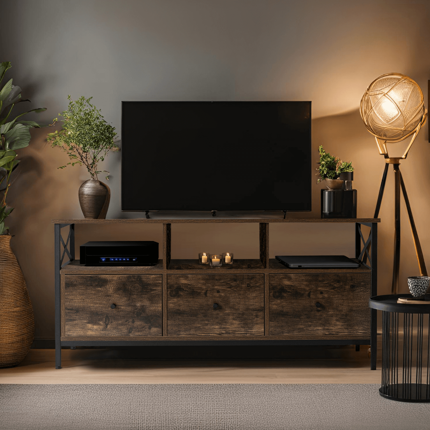 Szafka RTV Z Szufladami ZONE 120 cm Dąb Rustykalny Nowoczesna Loft ME.ZONE/RUB/CZ/RTV
