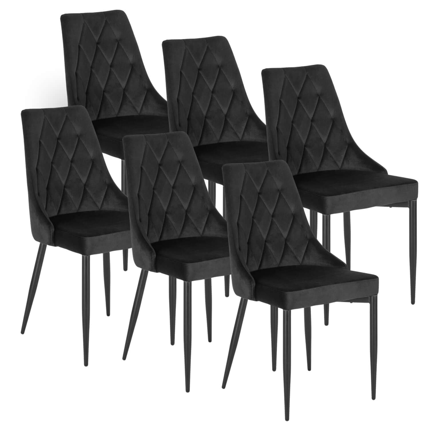 Zestaw 6x Krzesło Tapicerowane CORK do Salonu Czarne Welurowe Nowoczesne Loft CORK/CZ/V/Z6/K