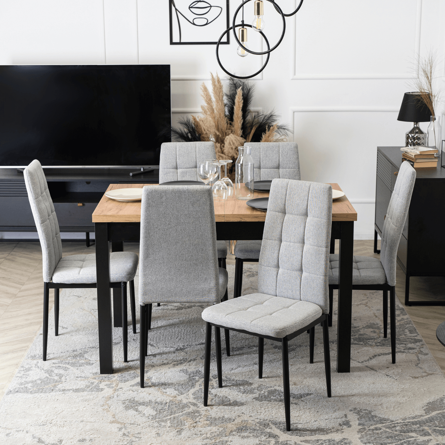 Zestaw 6x Krzesło Tapicerowane do Jadalni TEX Szare Nowoczesne Loft TEX/P/T/Z6/K