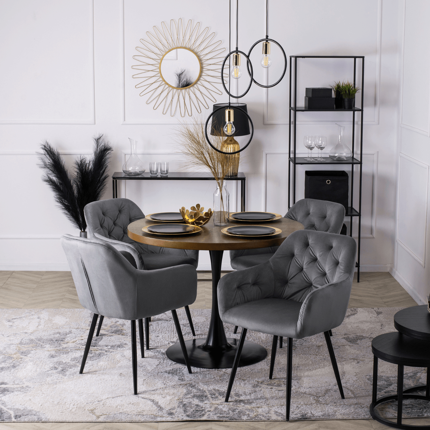 Krzesło Tapicerowane do Salonu VIKI Szare Welurowe Nowoczesne Loft ME.VIKI/P/V/K