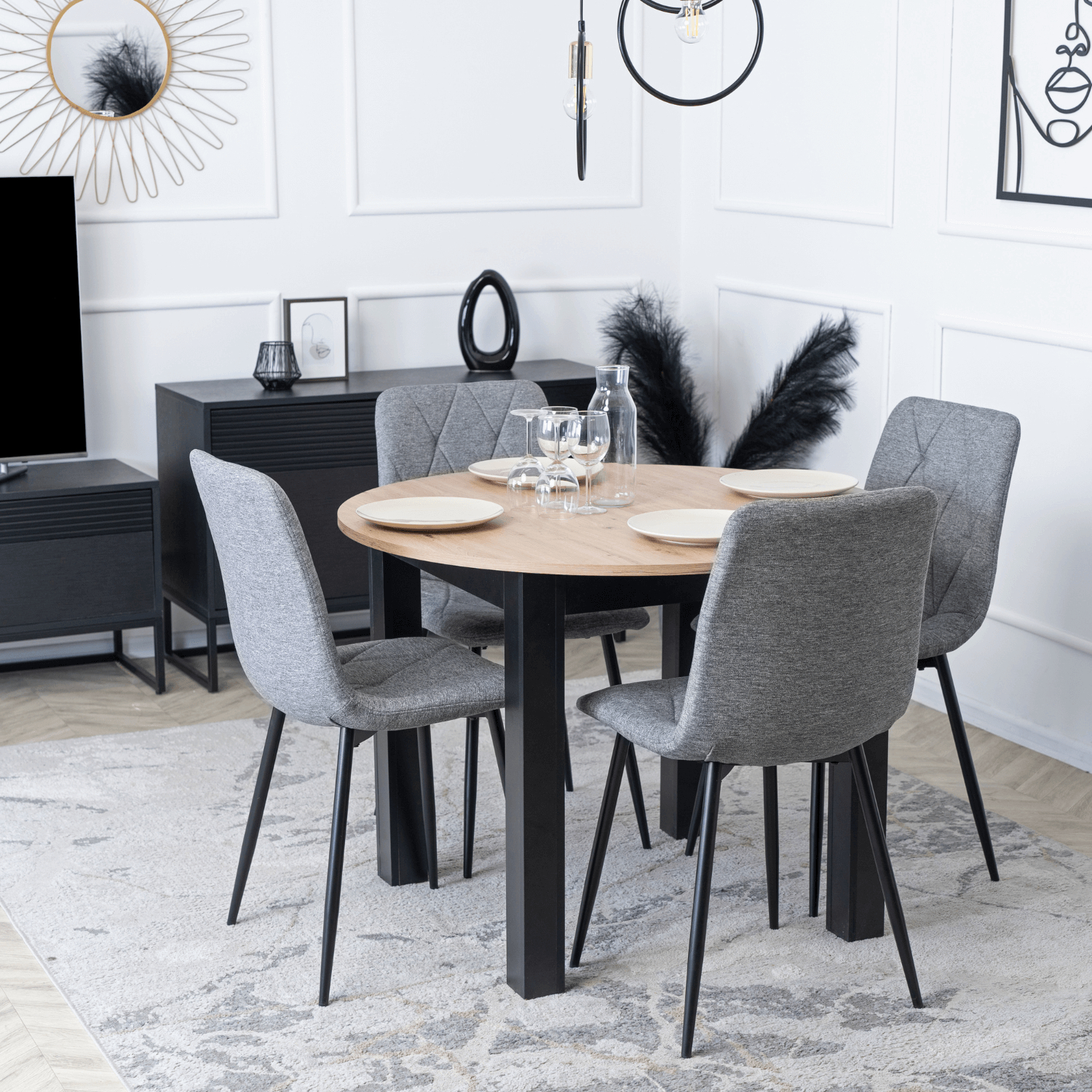 Krzesło Tapicerowane do Salonu ROBIN 2 Szare Nowoczesne Loft ME.ROBIN2/P/T/K