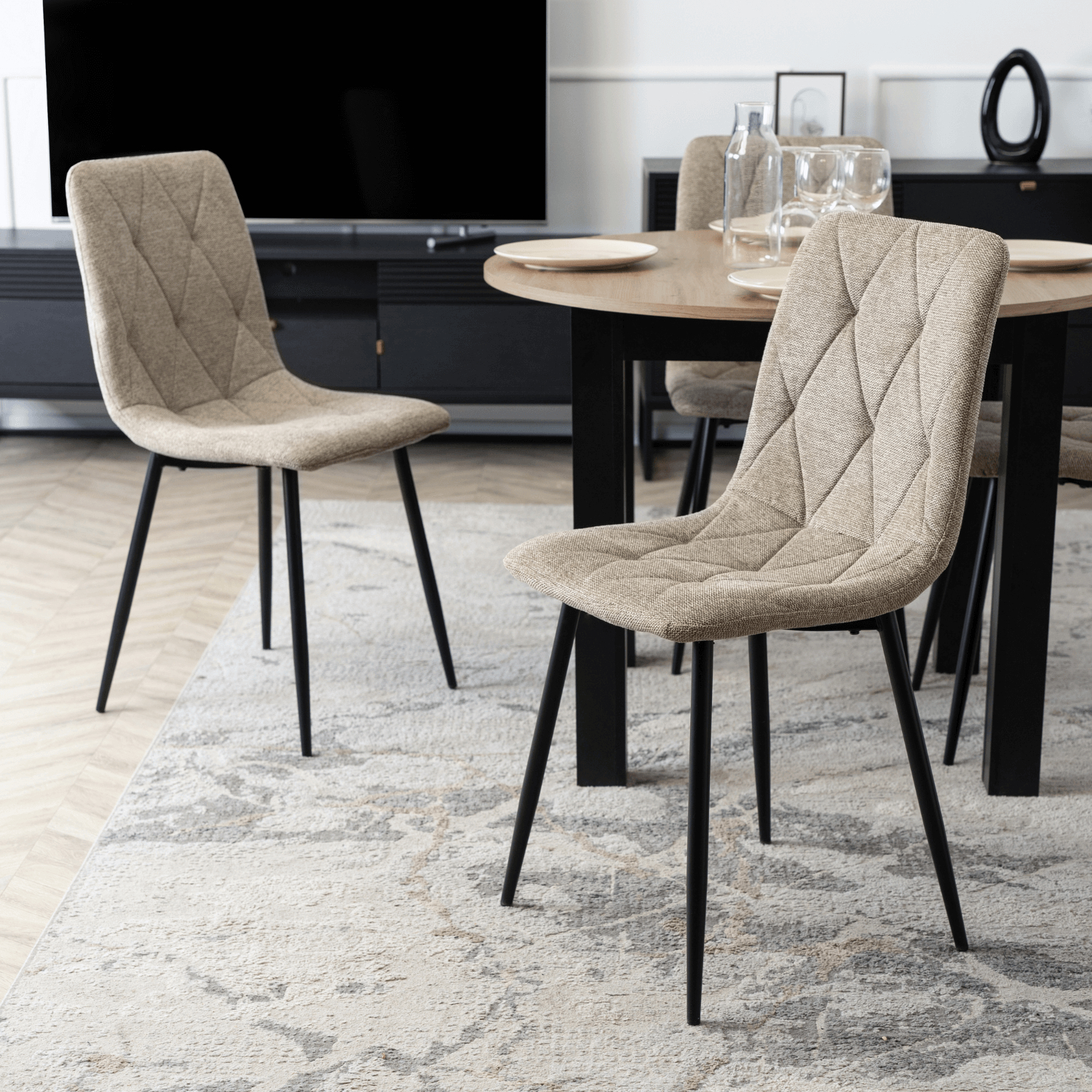 Zestaw 4x Krzesło Tapicerowane do Salonu ROBIN 2 Beżowe Nowoczesne Loft ROBIN2/BZ/T/Z4/K