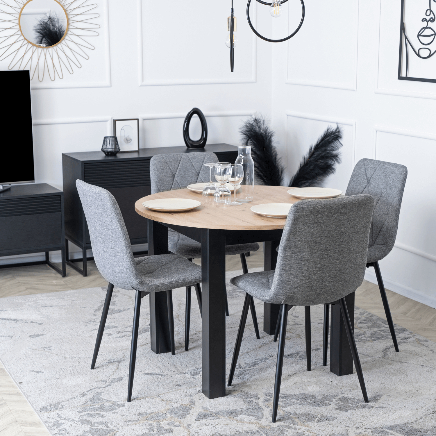 Zestaw 4x Krzesło Tapicerowane do Salonu ROBIN 2 Szare Nowoczesne Loft ROBIN2/P/T/Z4/K