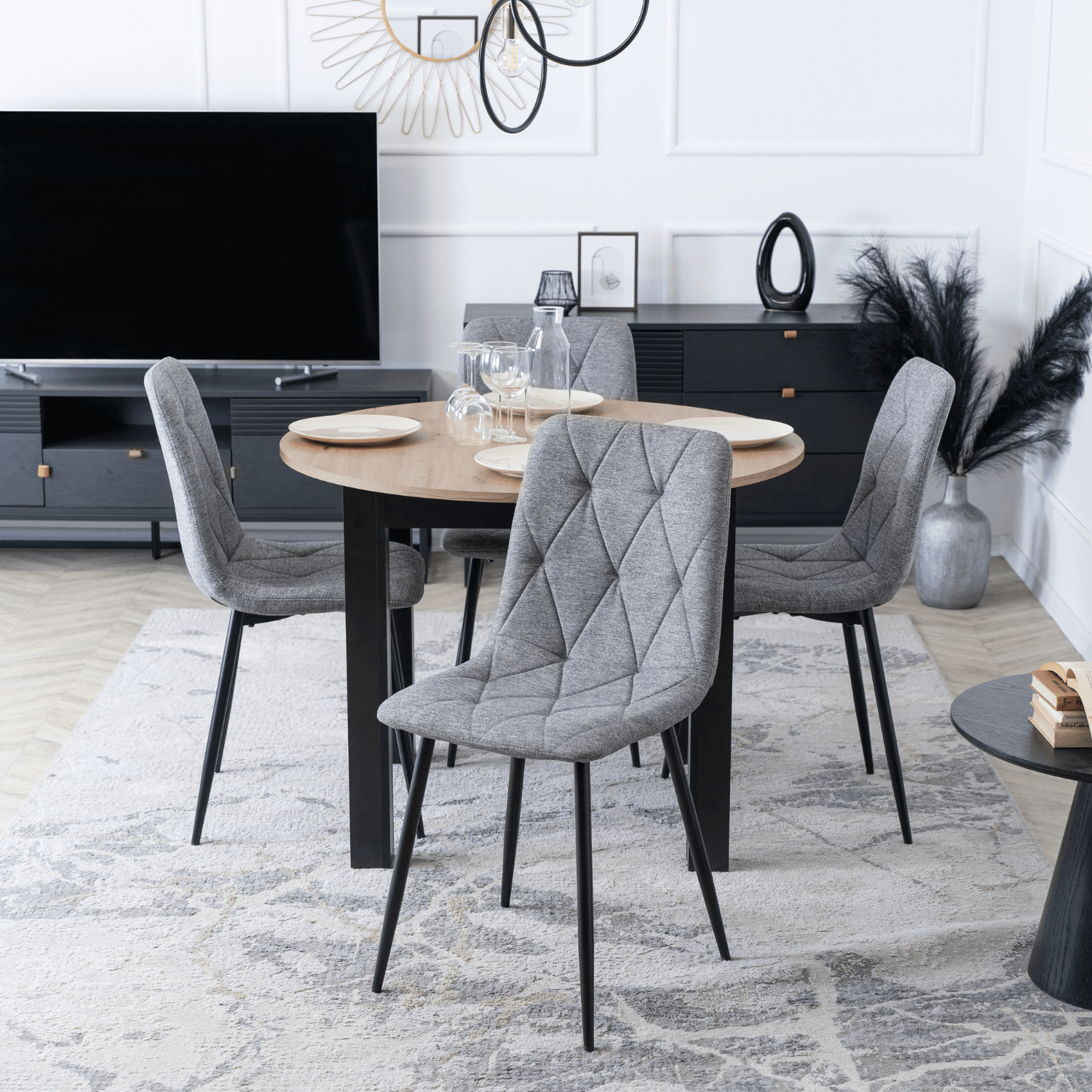 Zestaw 4x Krzesło Tapicerowane do Salonu ROBIN 2 Szare Nowoczesne Loft ROBIN2/P/T/Z4/K