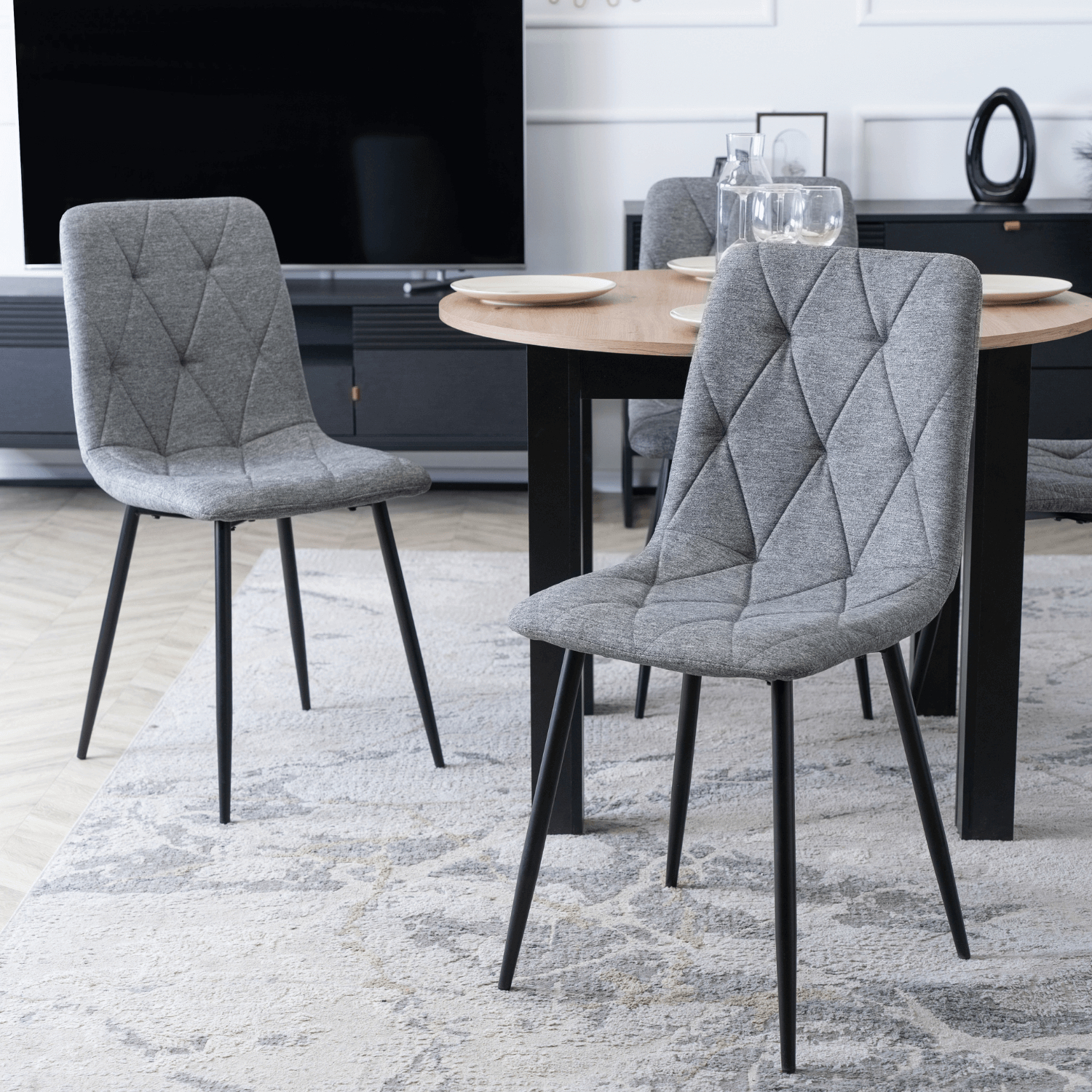 Zestaw 6x Krzesło Tapicerowane do Salonu ROBIN 2 Szare Nowoczesne Loft ROBIN2/P/T/Z6/K