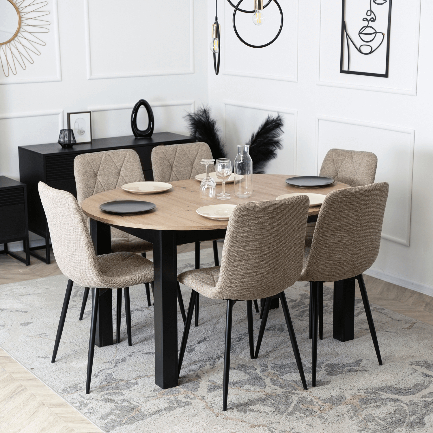 Zestaw 6x Krzesło Tapicerowane do Salonu ROBIN 2 Beżowe Nowoczesne Loft ROBIN2/BZ/T/Z6/K