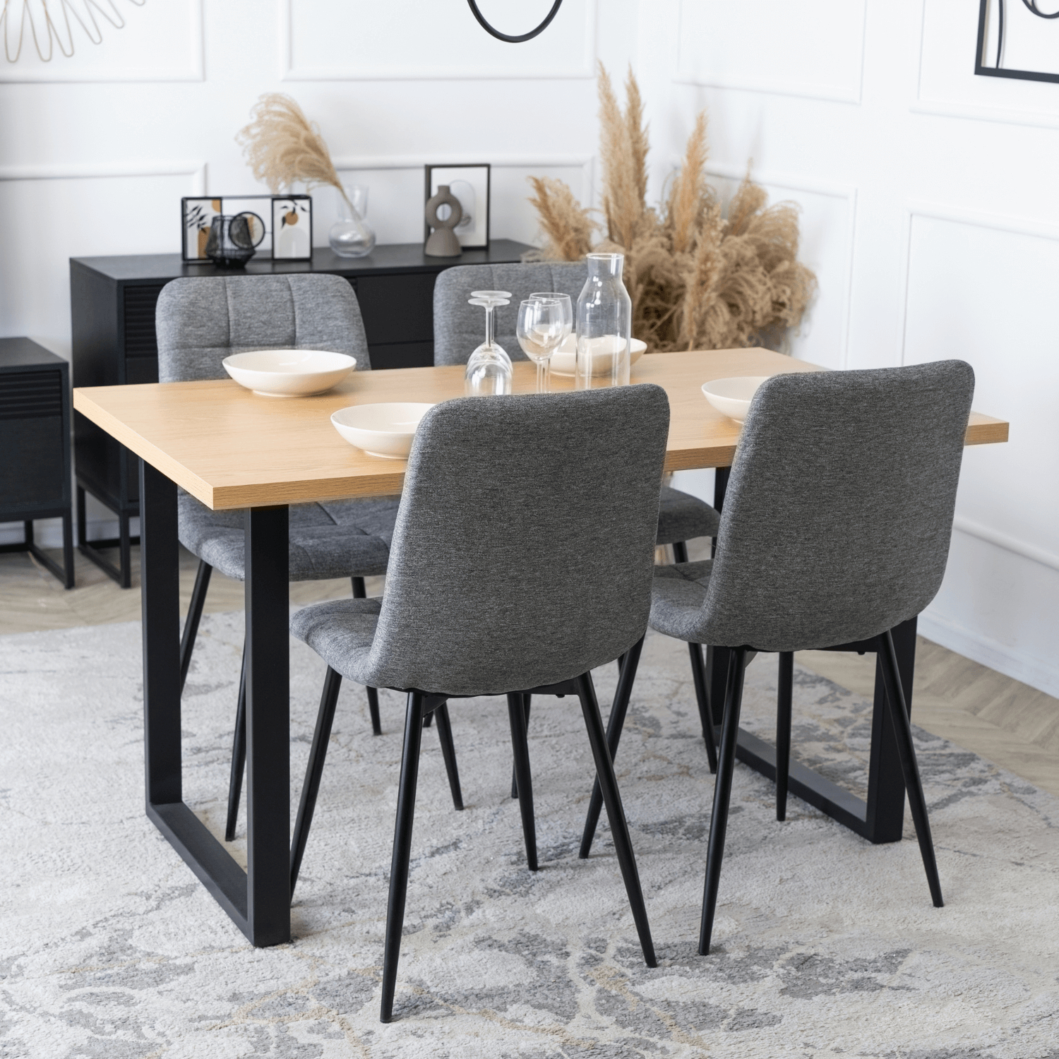 Krzesło Tapicerowane do Jadalni PERU 2 Szare Nowoczesne Loft ME.PERU2/P/T/K