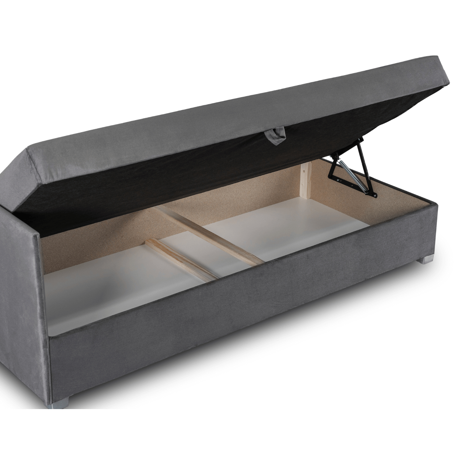 Łóżko Tapczan Młodzieżowe KARO 2 90x200 cm Pojedyncze Szare Welurowe PPHUE.BARTEK/KRONOS22/WER