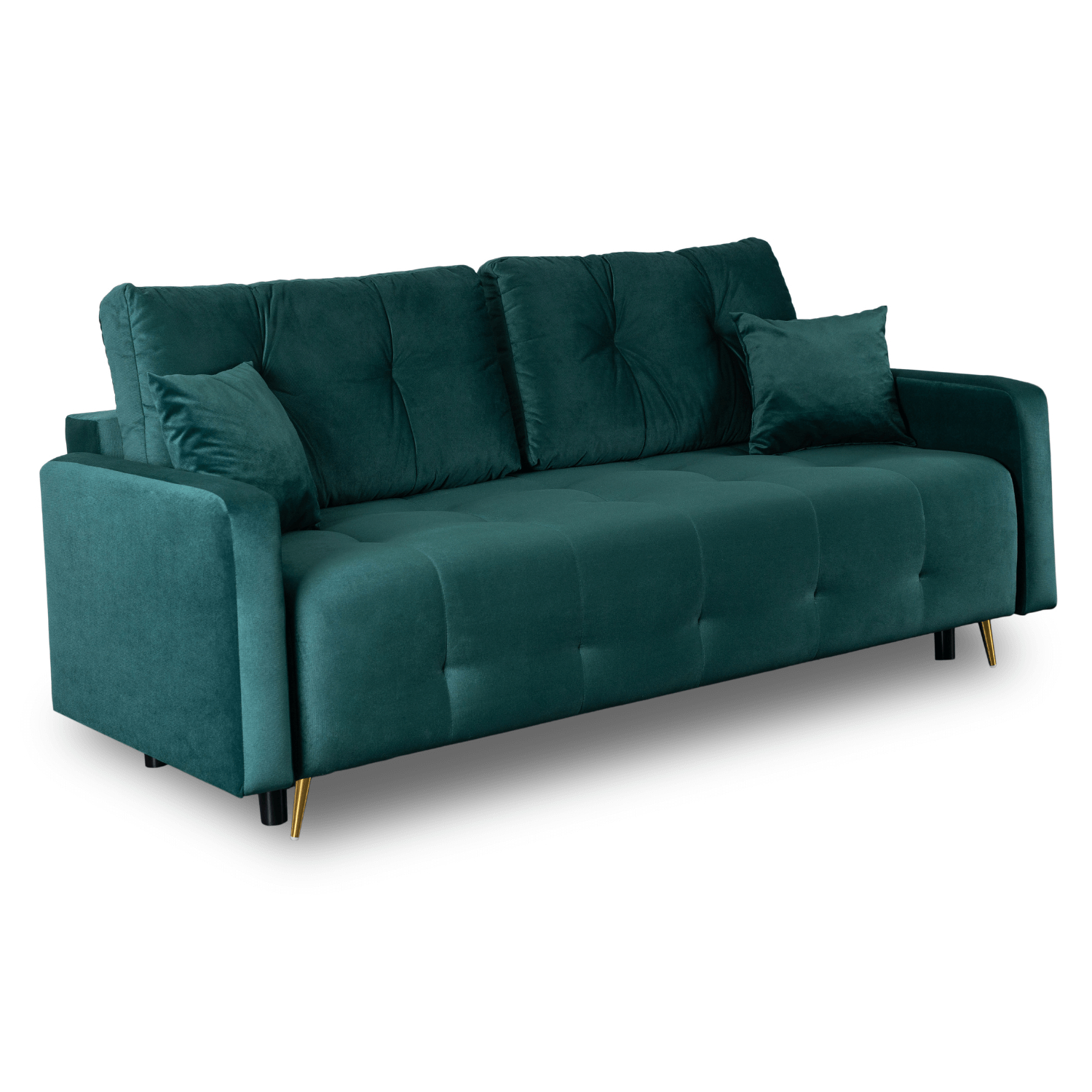 Sofa z Funkcją Spania SEUL Rozkładana Dwuosobowa Welurowa Zielona Nowoczesna do Salonu PPHUE.FLAVIO/KRONOS19/WER
