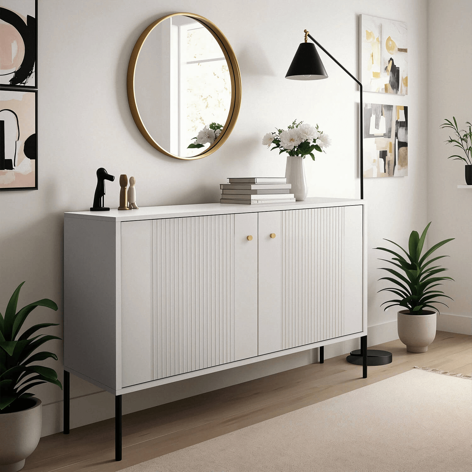 Komoda do Salonu Sypialni SOFT 104 cm Kaszmir Ryflowana Dwudrzwiowa Nowoczesna W.ISEO/KASZ/BZ/KOM2D