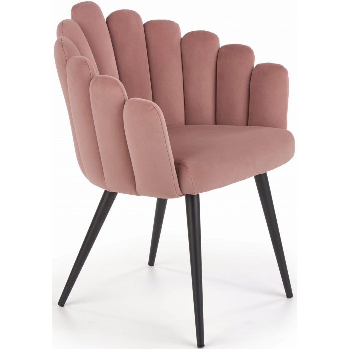 Krzesło Tapicerowane do Jadalni K410 Różowe Welurowe