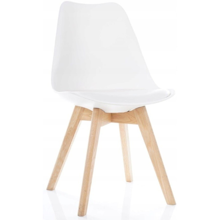 Krzesło do Jadalni Skandynawskie KRIS Dąb Białe Ekoskóra