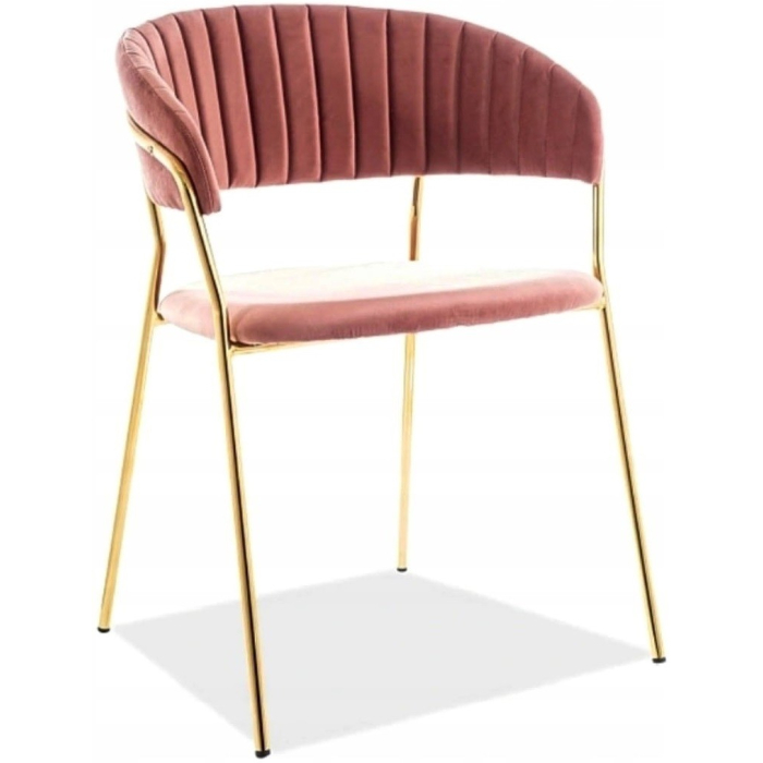 Krzesło Tapicerowane do Jadalni LIRA Różowe Welur