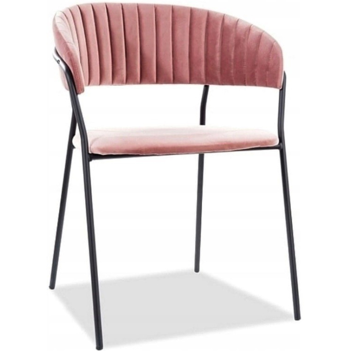 Krzesło Tapicerowane do Jadalni LIRA B Różowe Welurowe