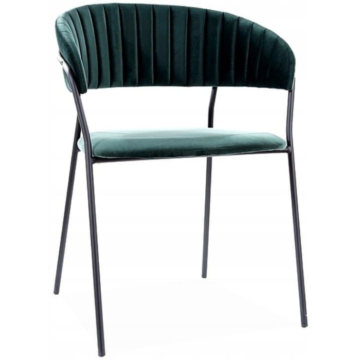 Krzesło Tapicerowane do Jadalni LIRA B Zielone Welurowe