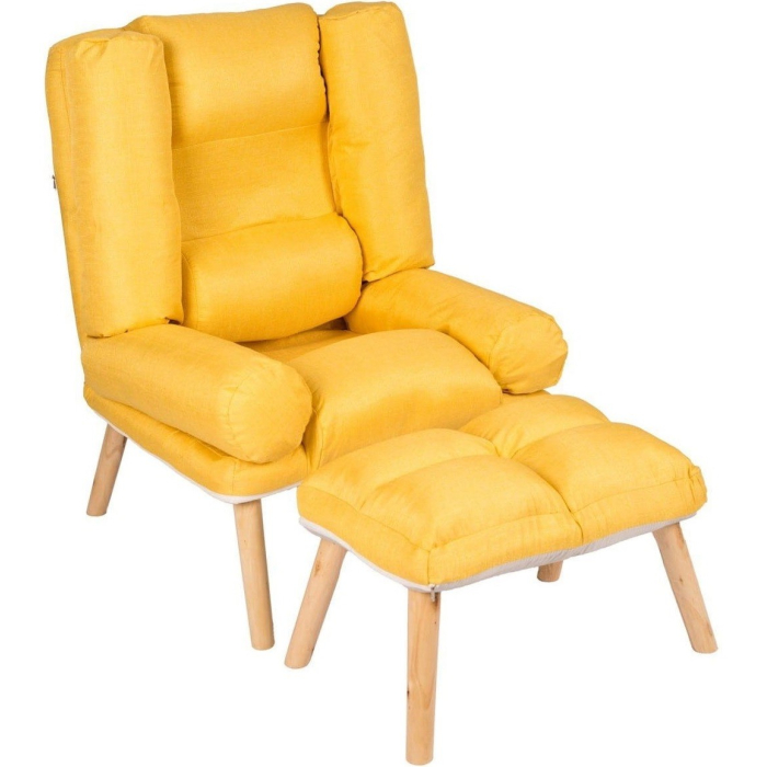 Fotel Rozkładany z Podnóżkiem Wypoczynkowy BARY Żółty