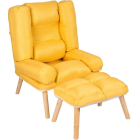 Fotel Rozkładany BARY z Podnóżkiem Żółty Loft
